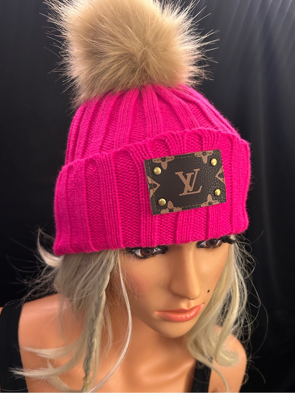 Upcyled Louis Patch Pom Pom Beanie - Picture 15 of 16